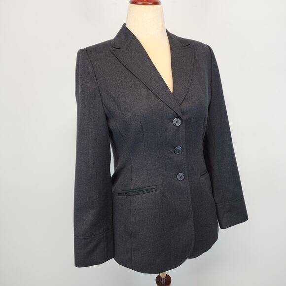 Vintage Wool Cashmere Blazer Size 10P Gray Office Career Tailored Fit Context - Picture 2 of 16